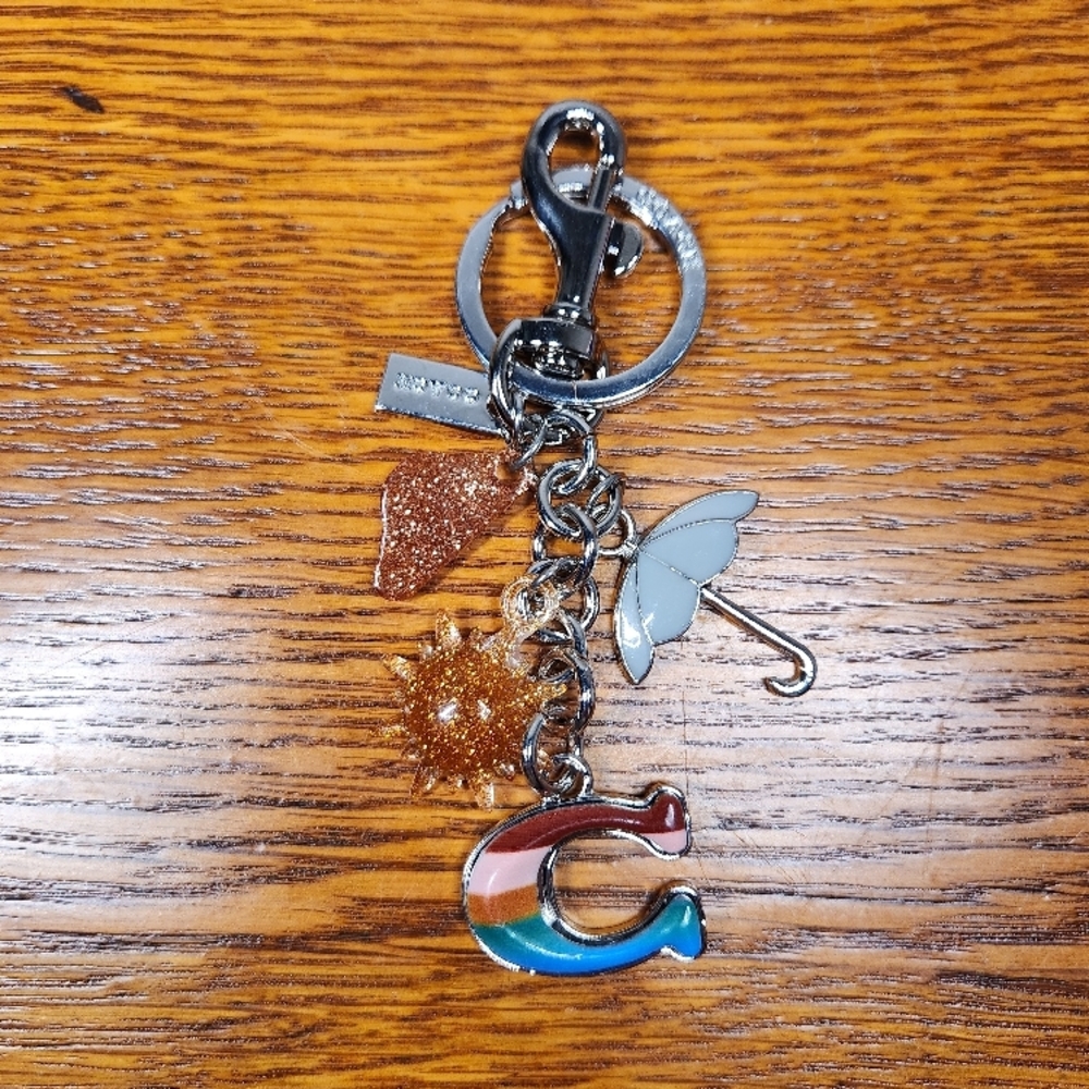 FASHION Colorful 'C' Charm Keychain with Sun & Umbrella